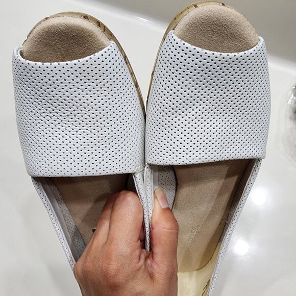 white Leather peep toe shoe - Picture 6 of 8